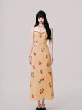 French V-Neck Floral Slip Maxi Dress