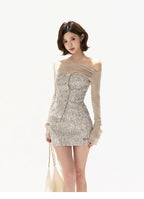 Knit Off-Shoulder Top & A-Line Mini Skirt Set