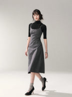 Minimalist Cotton A-Line Slip Midi Dress