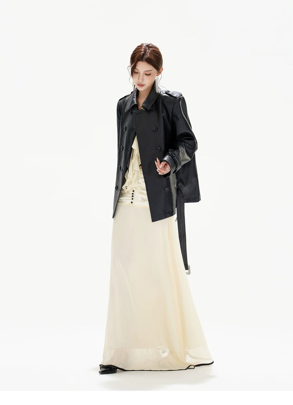 Chiffon Blouse & High-Waist Maxi Skirt Set