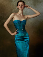 French Costume-Inspired Corset & Satin Mermaid Skirt Set