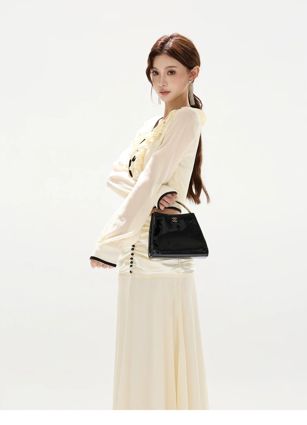 Chiffon Blouse & High-Waist Maxi Skirt Set