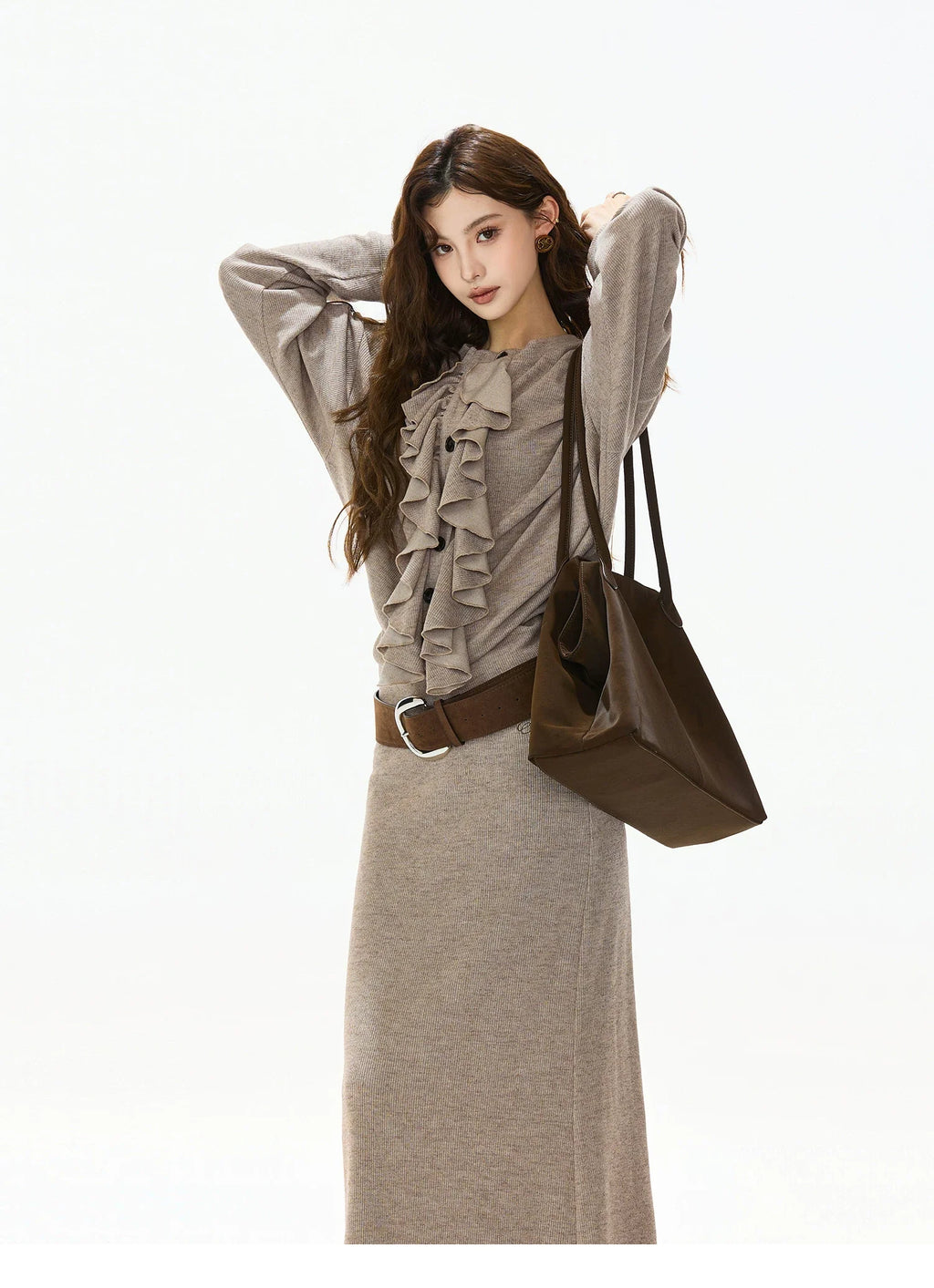 Logo-Embroidered High-Waist Knit Maxi Skirt