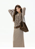 Logo-Embroidered High-Waist Knit Maxi Skirt