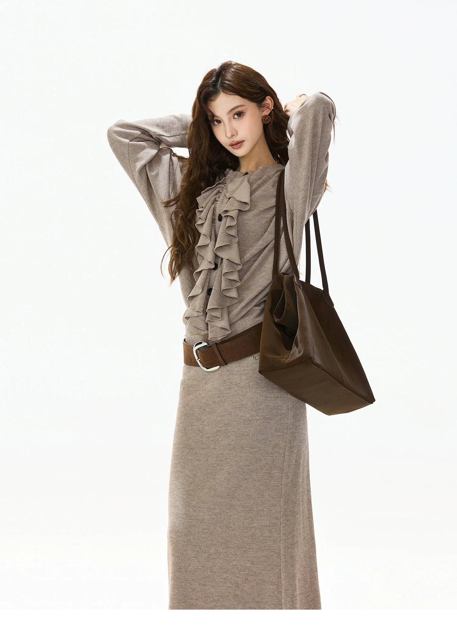 Logo-Embroidered High-Waist Knit Maxi Skirt