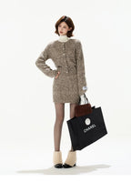 Wool Knit Cardigan & Mini Skirt Set