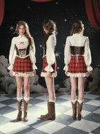 Christmas Night Corset Top & Plaid Skirt Set