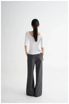 Lyocell Open-Back Fitted Mid-Sleeve T-Shirt