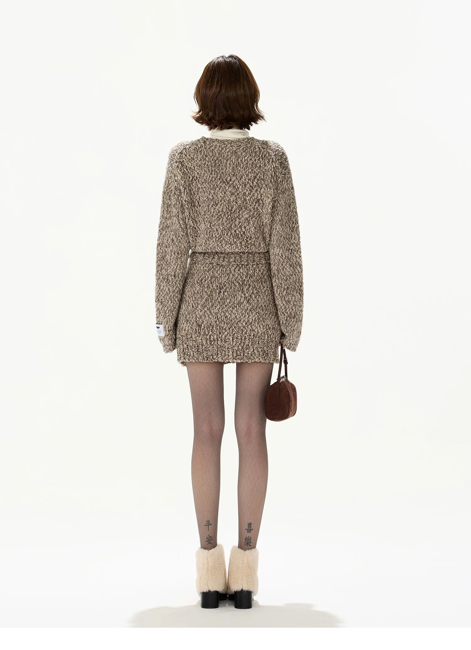 Wool Knit Cardigan & Mini Skirt Set