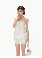 Polka Dot Lace Trim Vacation Two-Piece Set