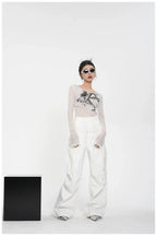 Street-Style Printed Mesh Long-Sleeve T-Shirt