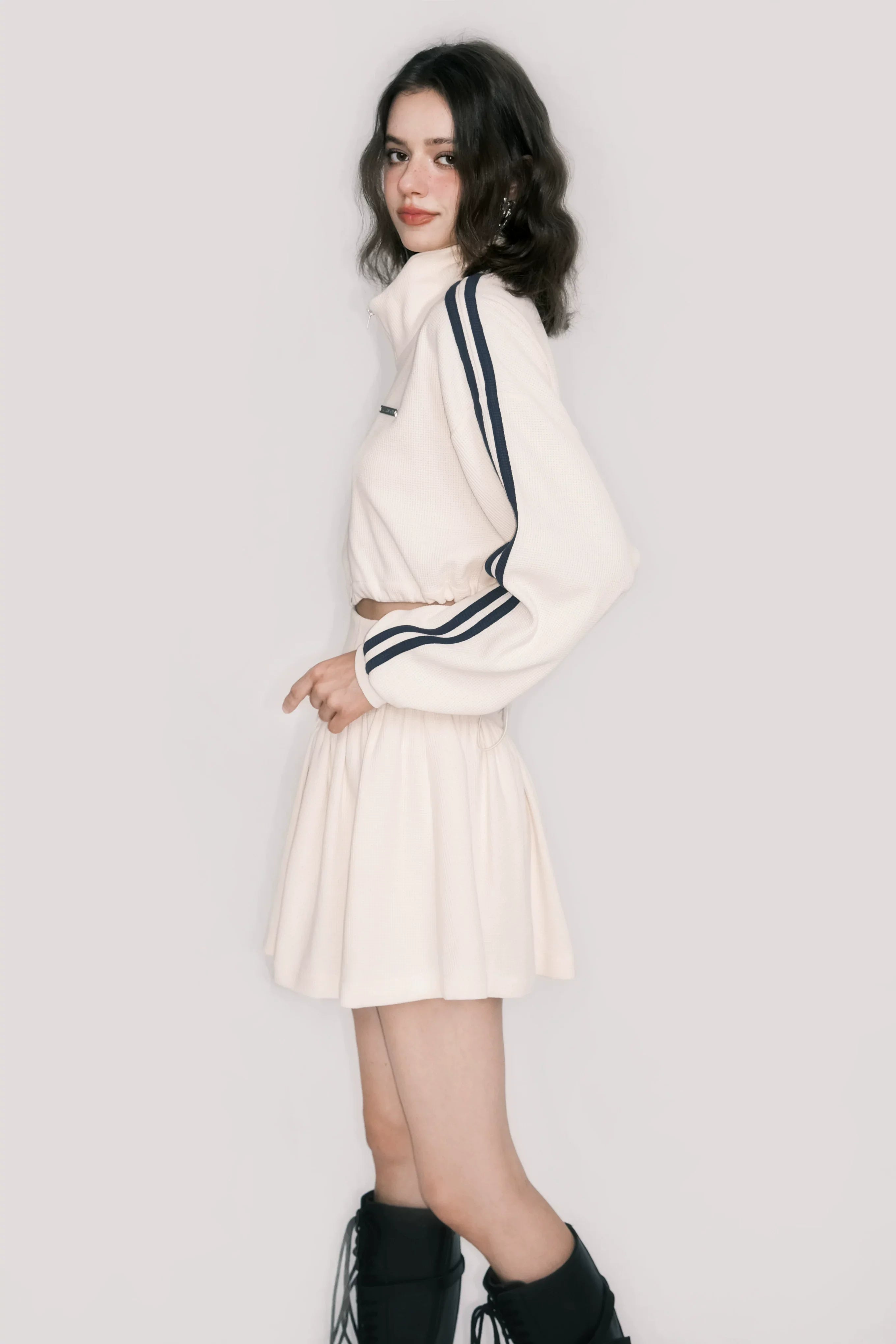 Tennis Waffle Sweatshirt & Mini Skirt Set