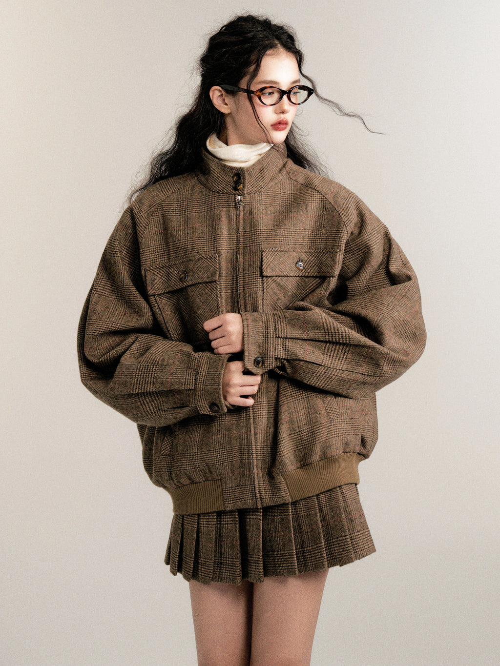 Vintage Collegiate Wool Jacket & Mini Skirt Set