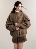 Vintage Collegiate Wool Jacket & Mini Skirt Set