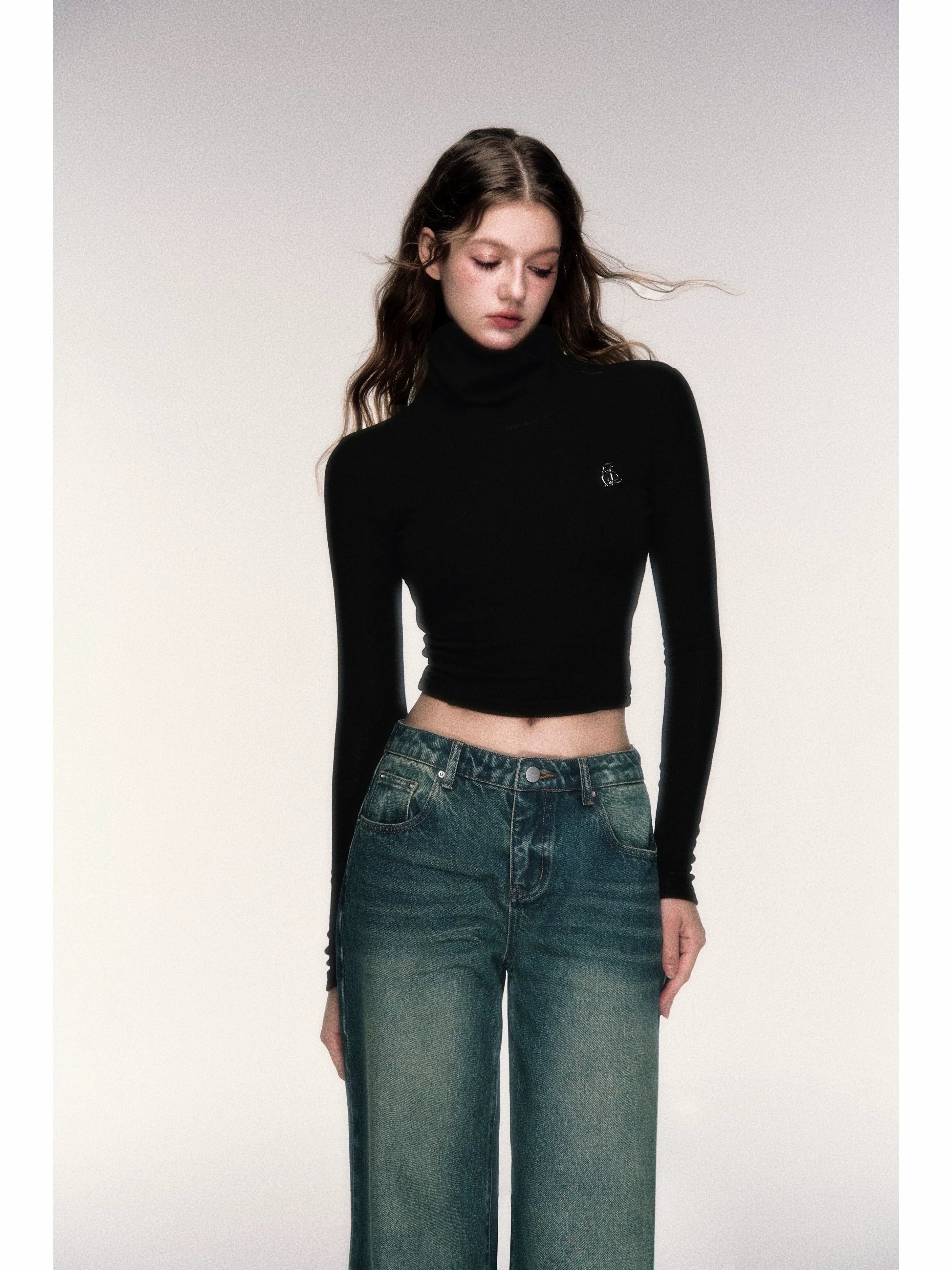 High-Neck Stretch Knit Base Layer