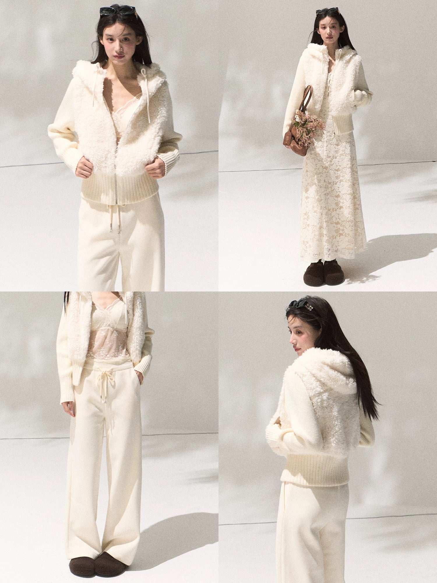 Knit Vest Jacket & Straight-Leg Pants Set