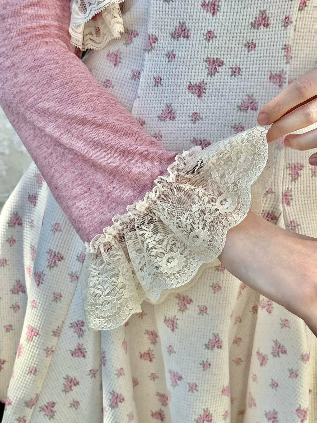 Rose Petite Florist Knit Dress & Cardigan Set