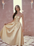 French Satin Lace Corset Princess Dress