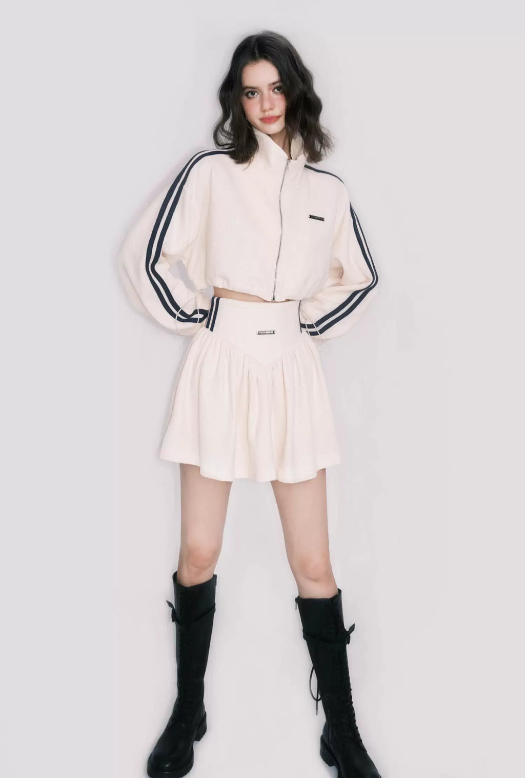 Tennis Waffle Sweatshirt & Mini Skirt Set