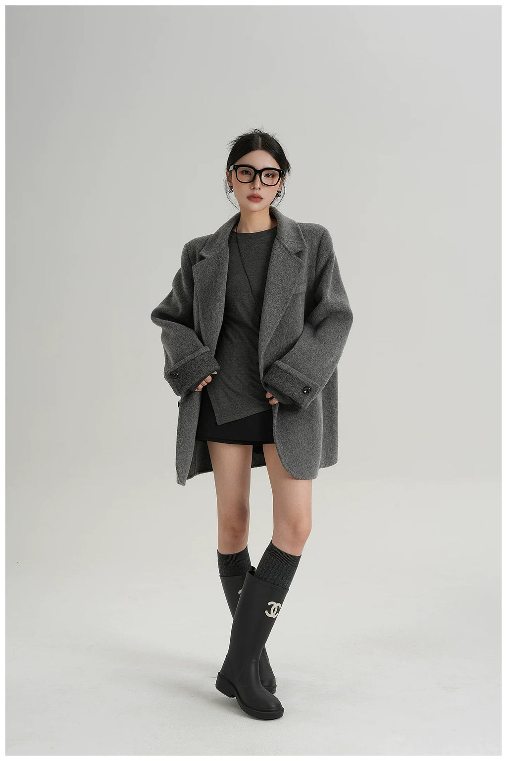 Mid-Length Double-Faced Wool Blazer