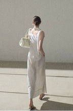 Halterneck Cotton Cinched-Waist Maxi Dress