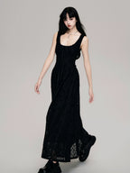 Cutout French Sleeveless Maxi Dress