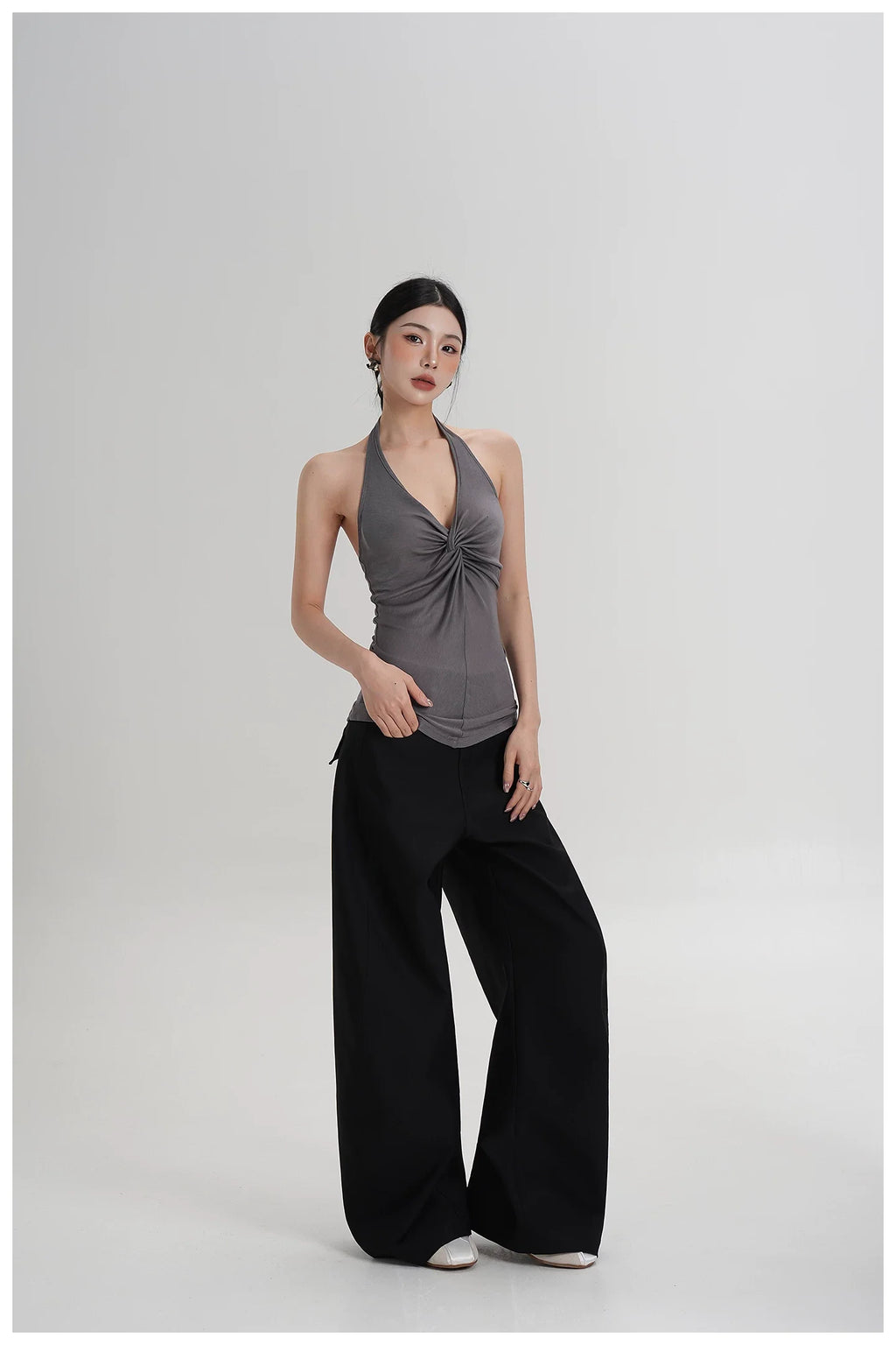 Silk-Blend Draped Halterneck Camisole