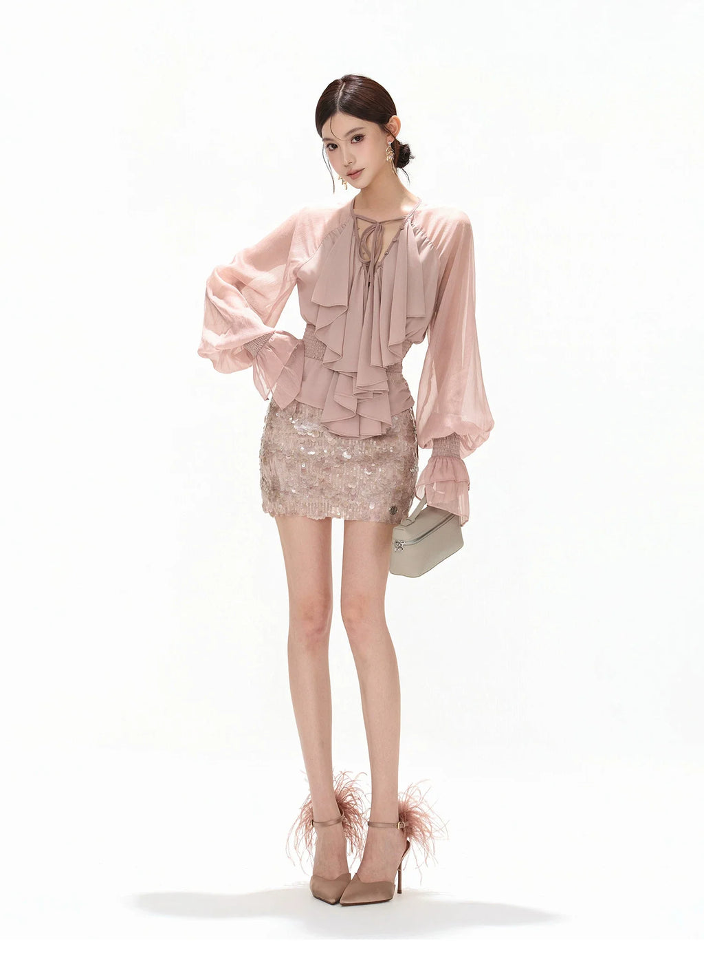 Luminous Nouveau Ruffle Chiffon Blouse