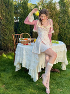Rose Petite Florist Knit Dress & Cardigan Set