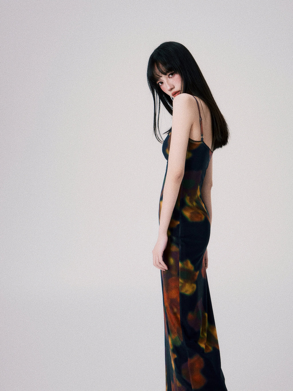 Vintage Printed Spaghetti-Strap Dress