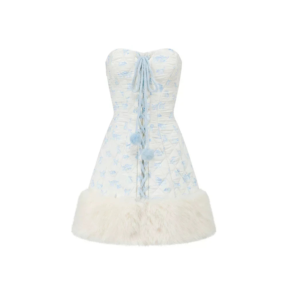 French Sweet Quilted Down Dress & Jacket Set