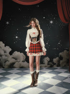 Christmas Night Corset Top & Plaid Skirt Set