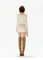 Twist Off-Shoulder Knit Mini Set