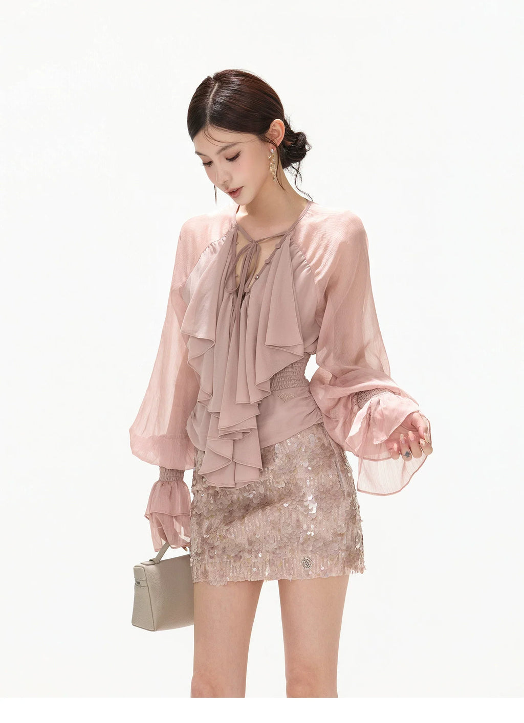 Luminous Nouveau Ruffle Chiffon Blouse