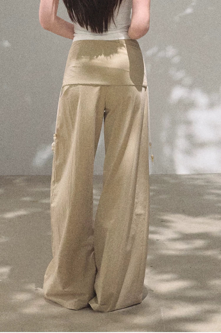 Bohemian Detachable Scarf Wide-Leg Relaxed Trousers