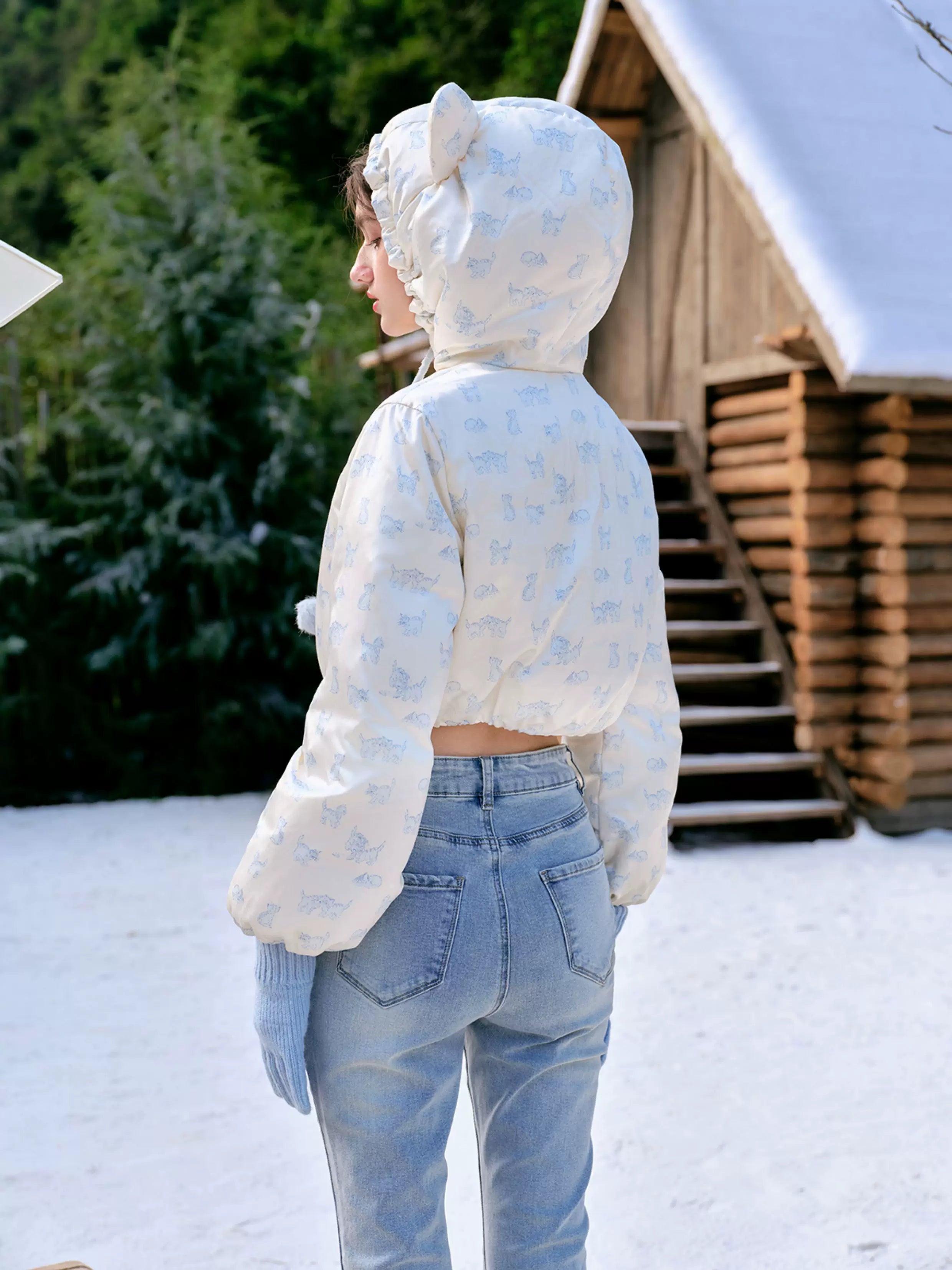French Sweet Quilted Down Dress & Jacket Set