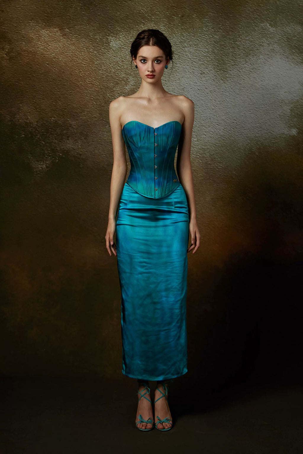French Costume-Inspired Corset & Satin Mermaid Skirt Set