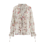 Wisteria Whisper French Romantic Floral Chiffon Shirt