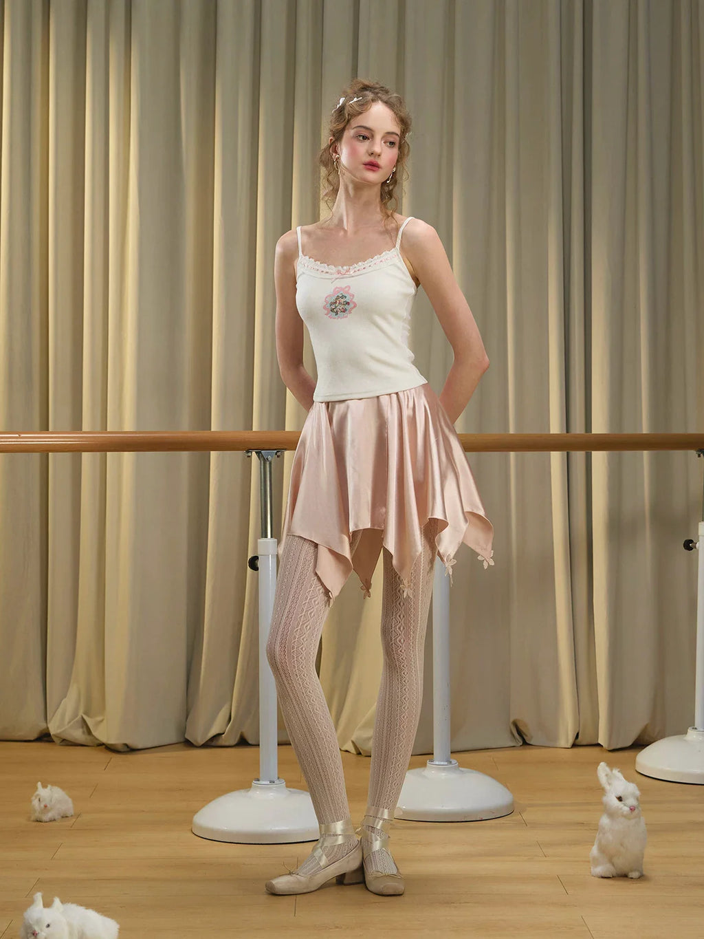 French Ballet Satin Corset Top & Skirt Set