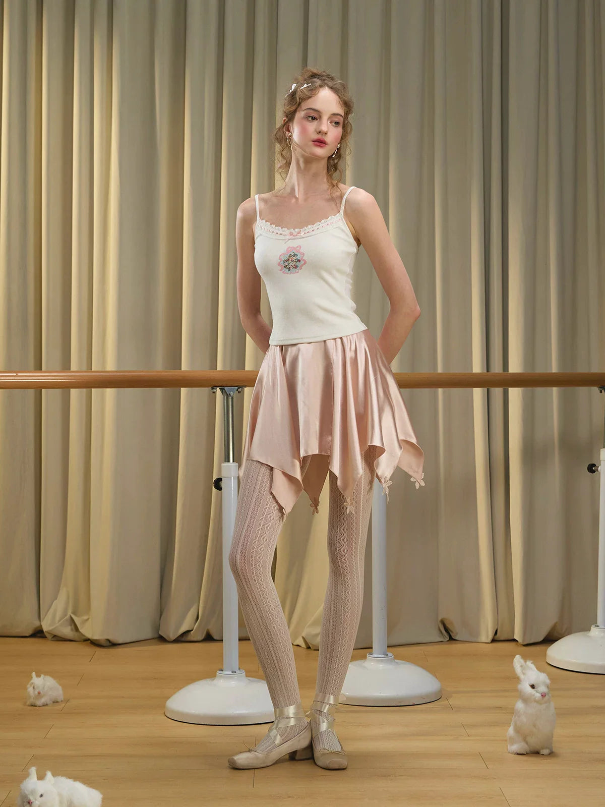 French Ballet Satin Corset Top & Skirt Set