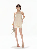 Ethereal Resort One-Shoulder Mesh Top