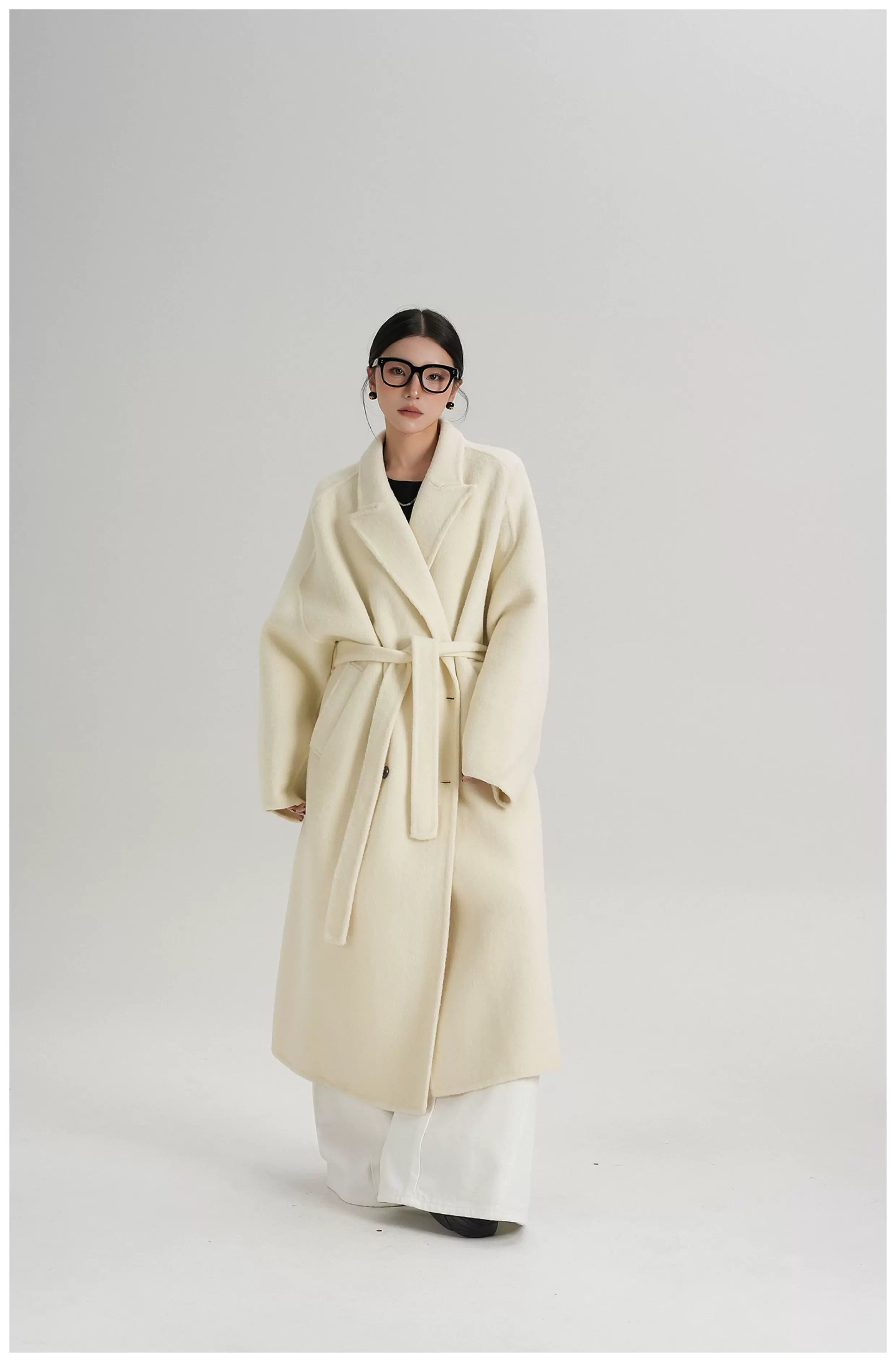 Tie-Belt Long Wool Coat