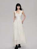 Cutout French Sleeveless Maxi Dress