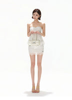 Polka Dot Lace Trim Vacation Two-Piece Set
