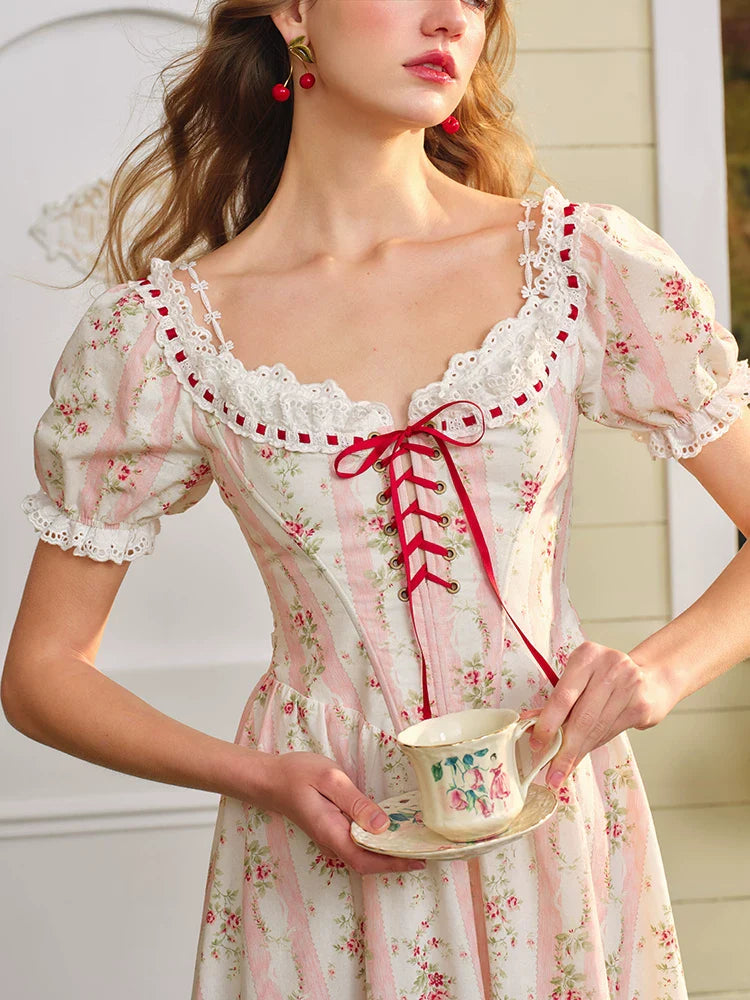 Audrey Garden Corset Floral Maxi Dress