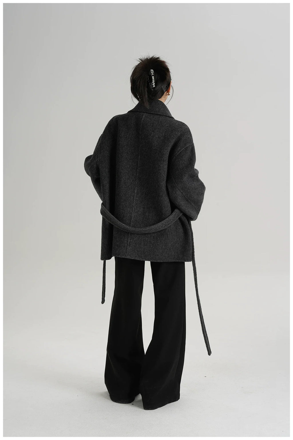 Tie-Detail Patchwork Double-Faced Wool Jacket