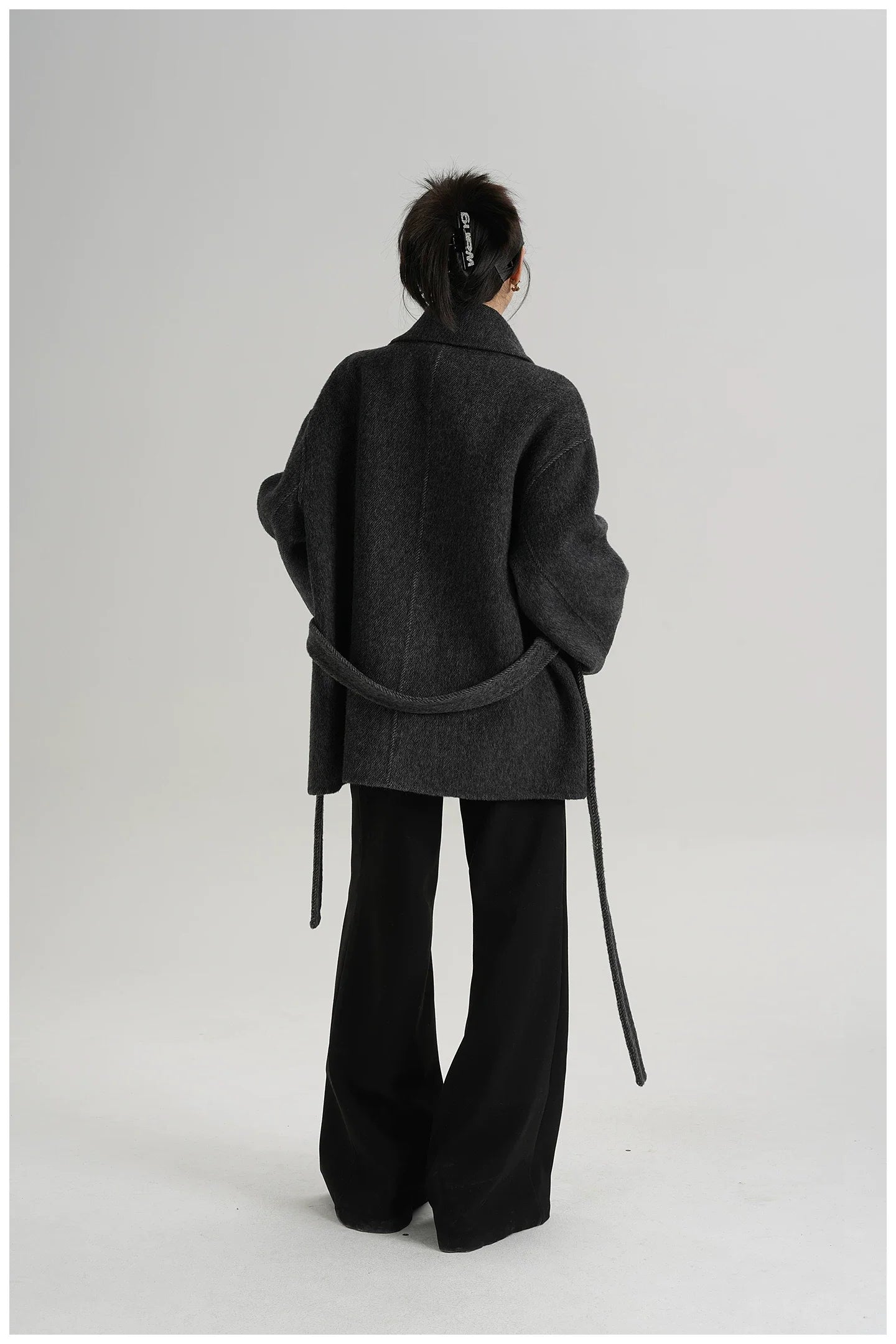 Tie-Detail Patchwork Double-Faced Wool Jacket