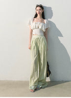 Mint Dream Shimmer Off-Shoulder T-Shirt