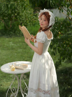 Pure White Cinderella Square-Neck Princess Dress