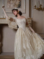 Candlelit Tears Antique Lace Corset Wedding Dress